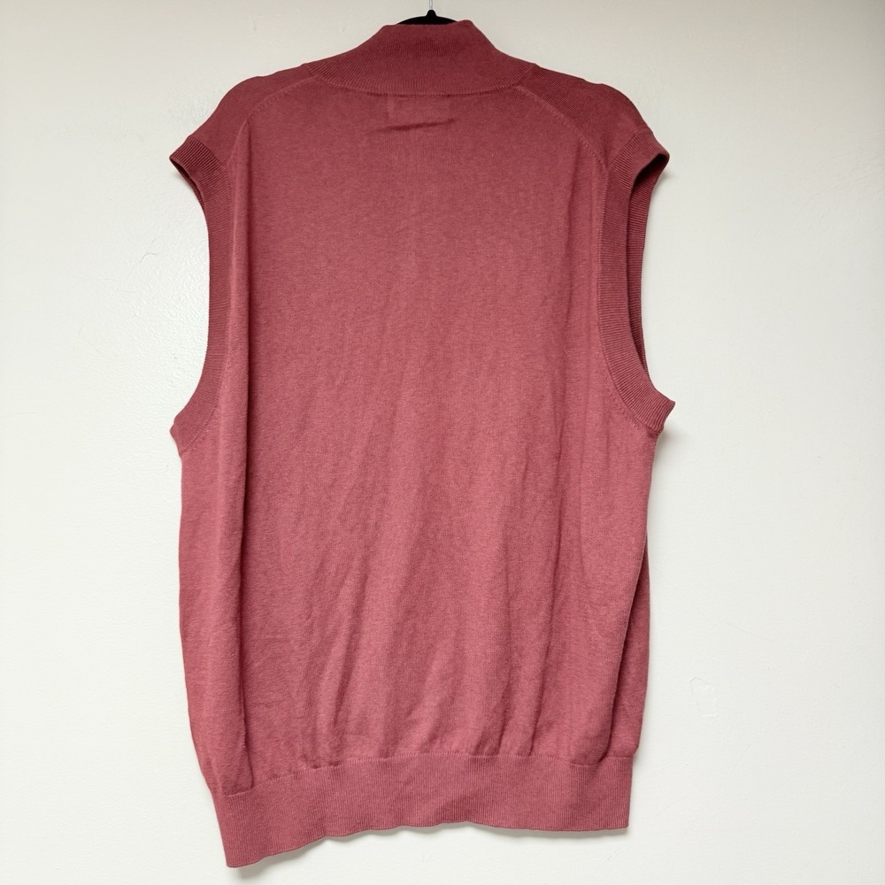 Paul Fredrick Mens Zip Neck Sweater Vest Red XL Sleeveless Knit Casual‎ - Picture 5 of 6